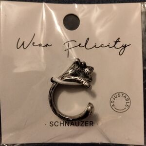 3 for💲25🌟schnauzer dog adjustable ring silver-tone
